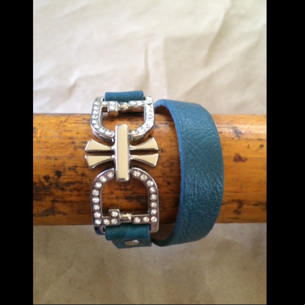 Blue band adjustable wrap bracelet